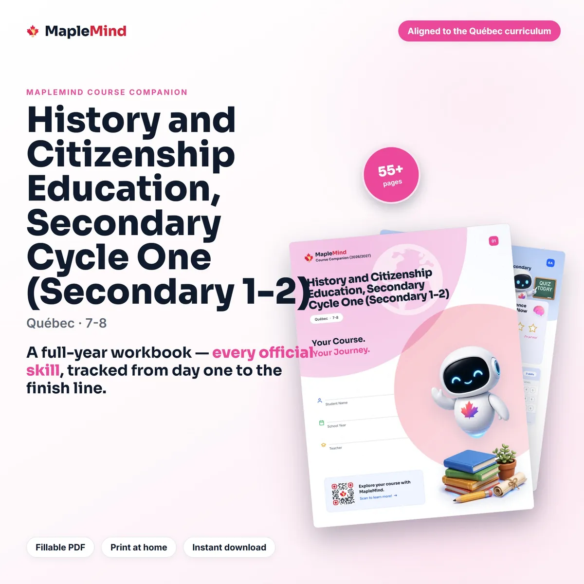History and Citizenship Education, Secondary Cycle One (Secondary 1-2) Course Companion workbook cover