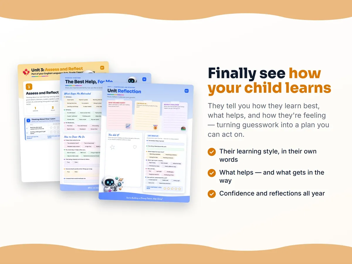How I learn best — study habits and student reflection pages in the English Language Arts, Grade 1 workbook