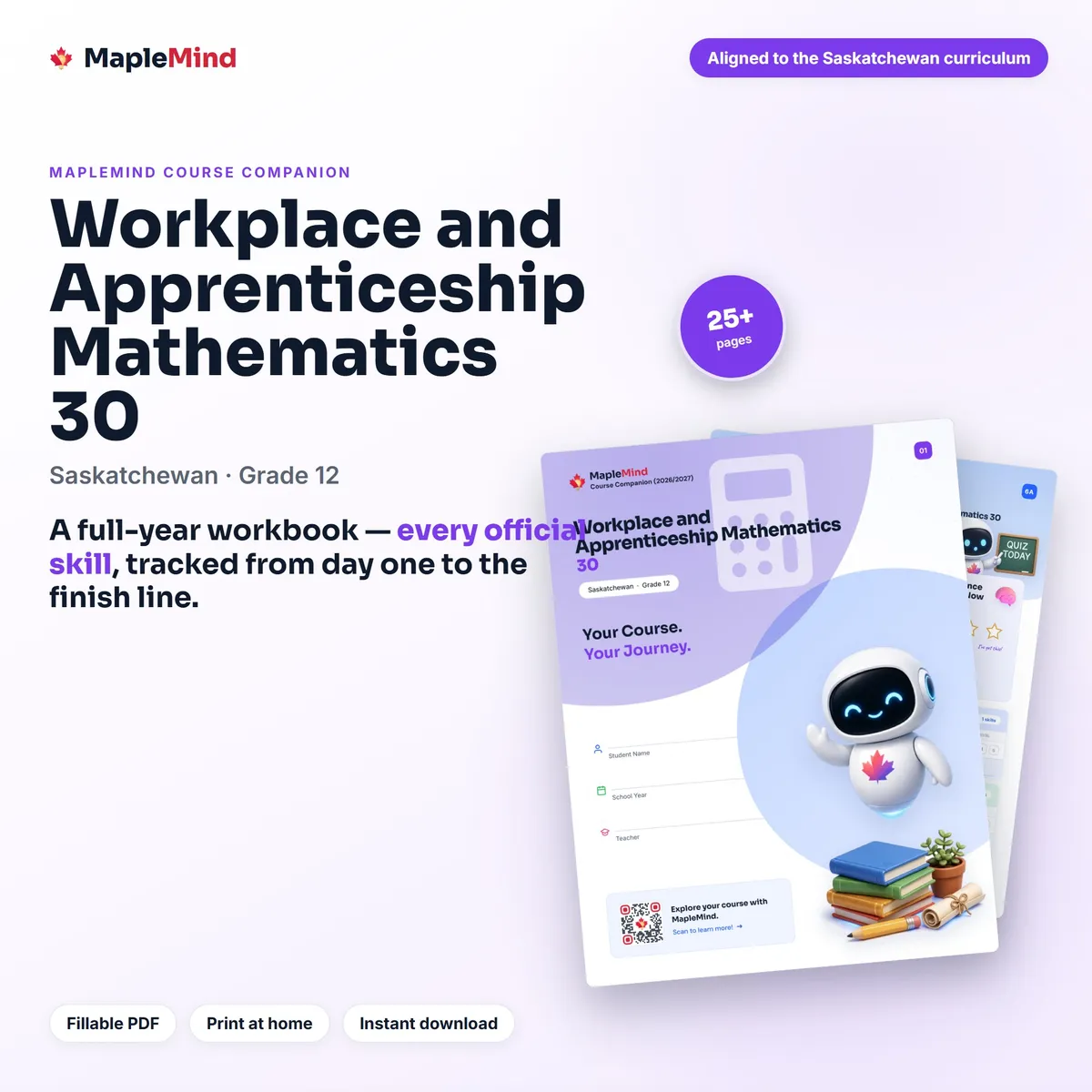 Workplace and Apprenticeship Mathematics 30 Course Companion workbook cover