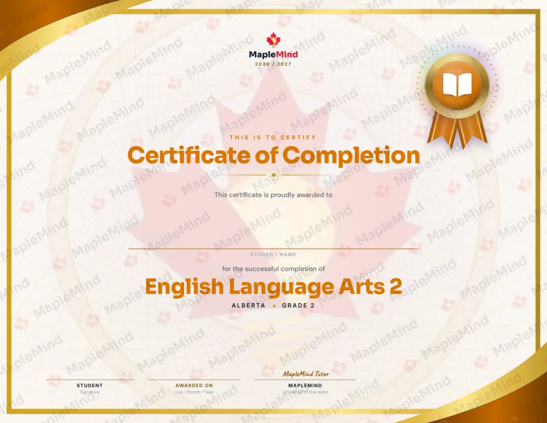 Page 43 of 43 from the English Language Arts 2 Alberta Course Companion — year in review and certificate of completion