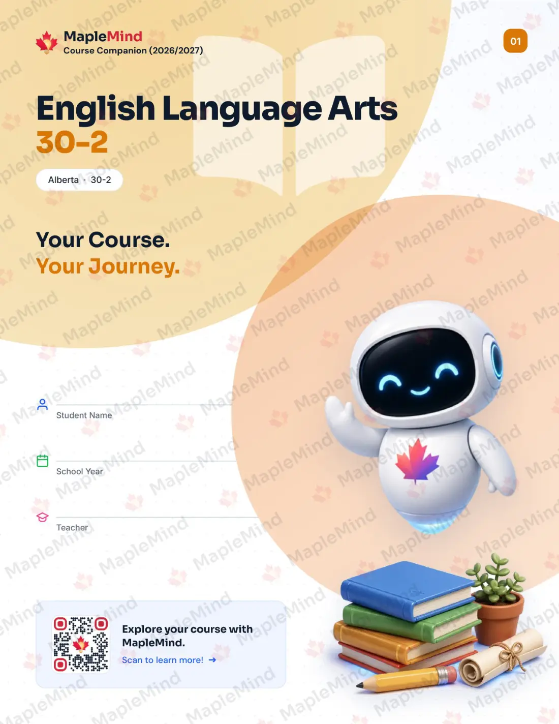Page 1 of 29 from the English Language Arts 30-2 Alberta Course Companion — workbook cover