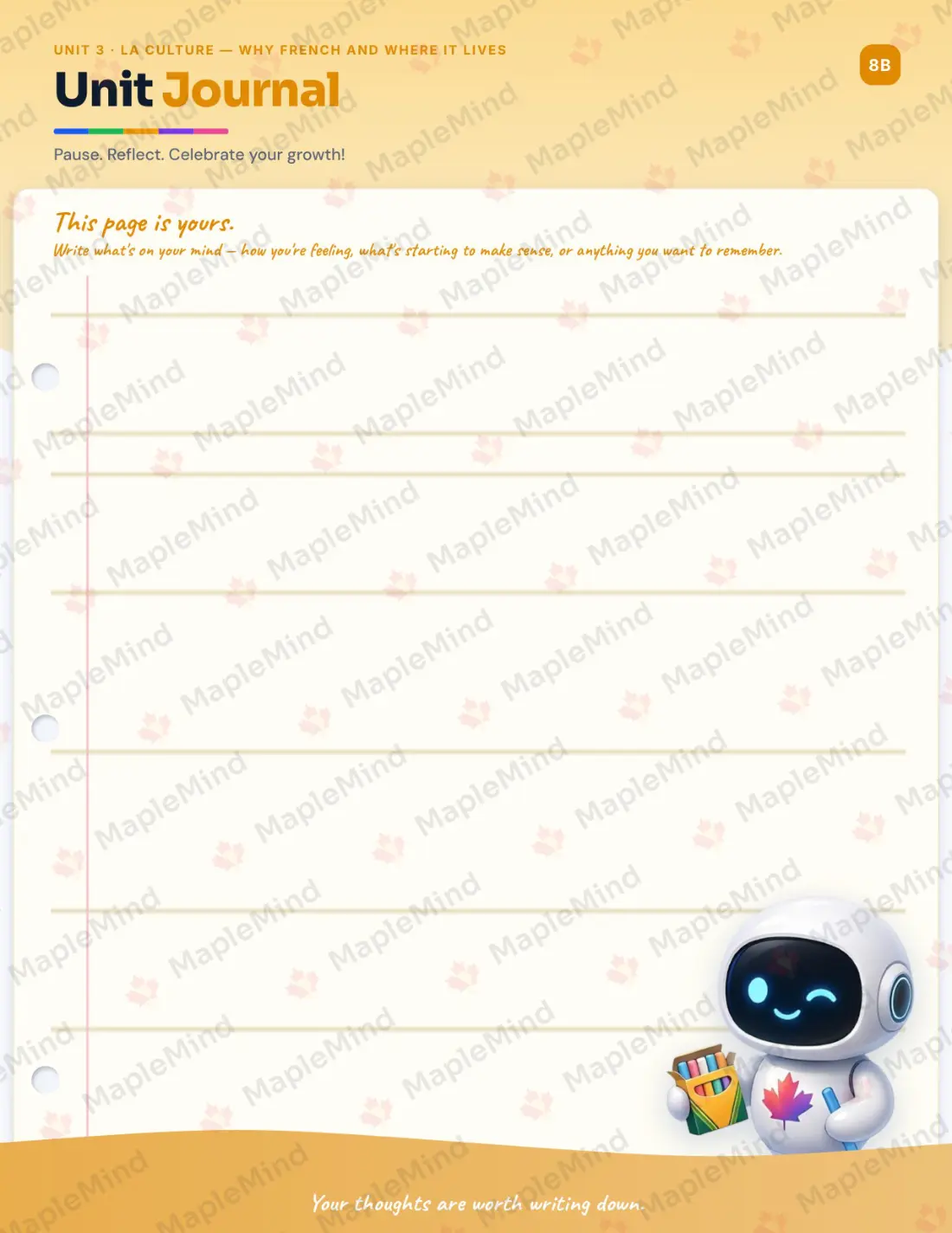 Page 16 of 26 from the Core French 4 Alberta Course Companion — skills tracker with before and after self-assessment