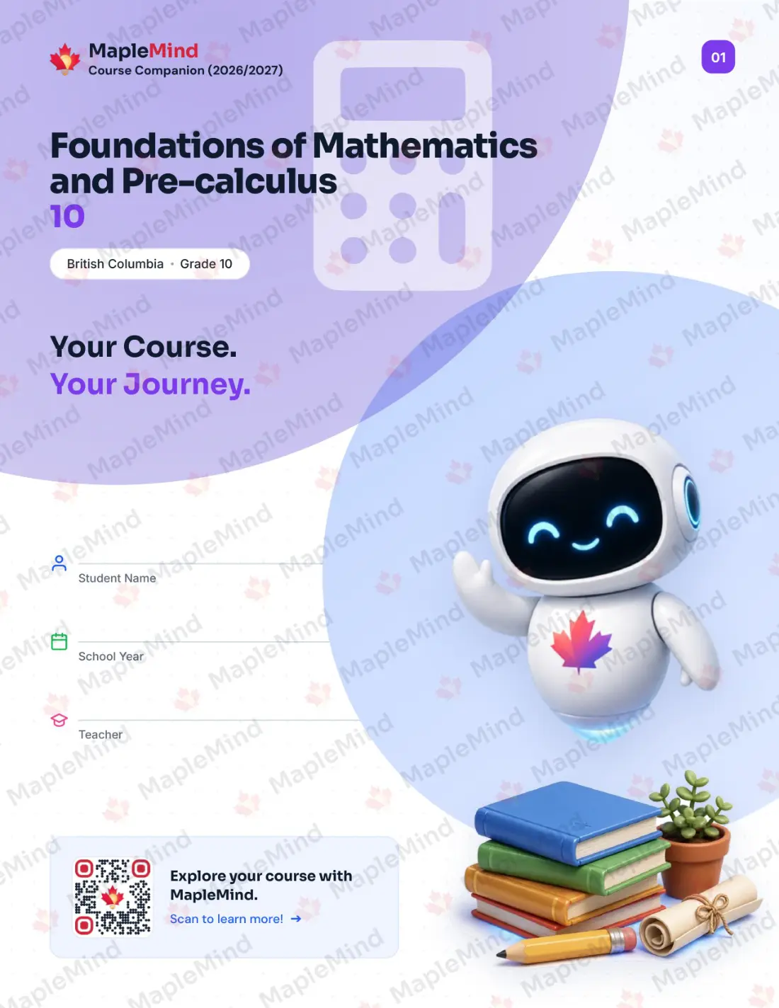 Page 1 of 31 from the Foundations of Mathematics and Pre-calculus 10 British Columbia Course Companion — workbook cover