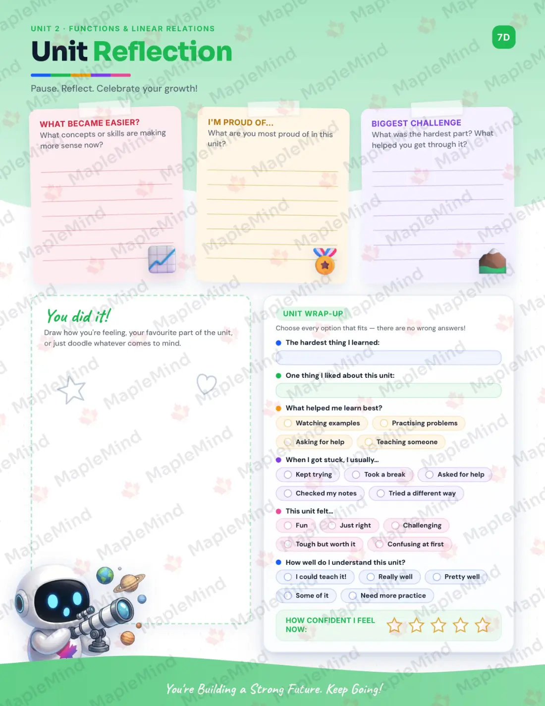 Page 12 of 31 from the Foundations of Mathematics and Pre-calculus 10 British Columbia Course Companion — skills tracker with before and after self-assessment