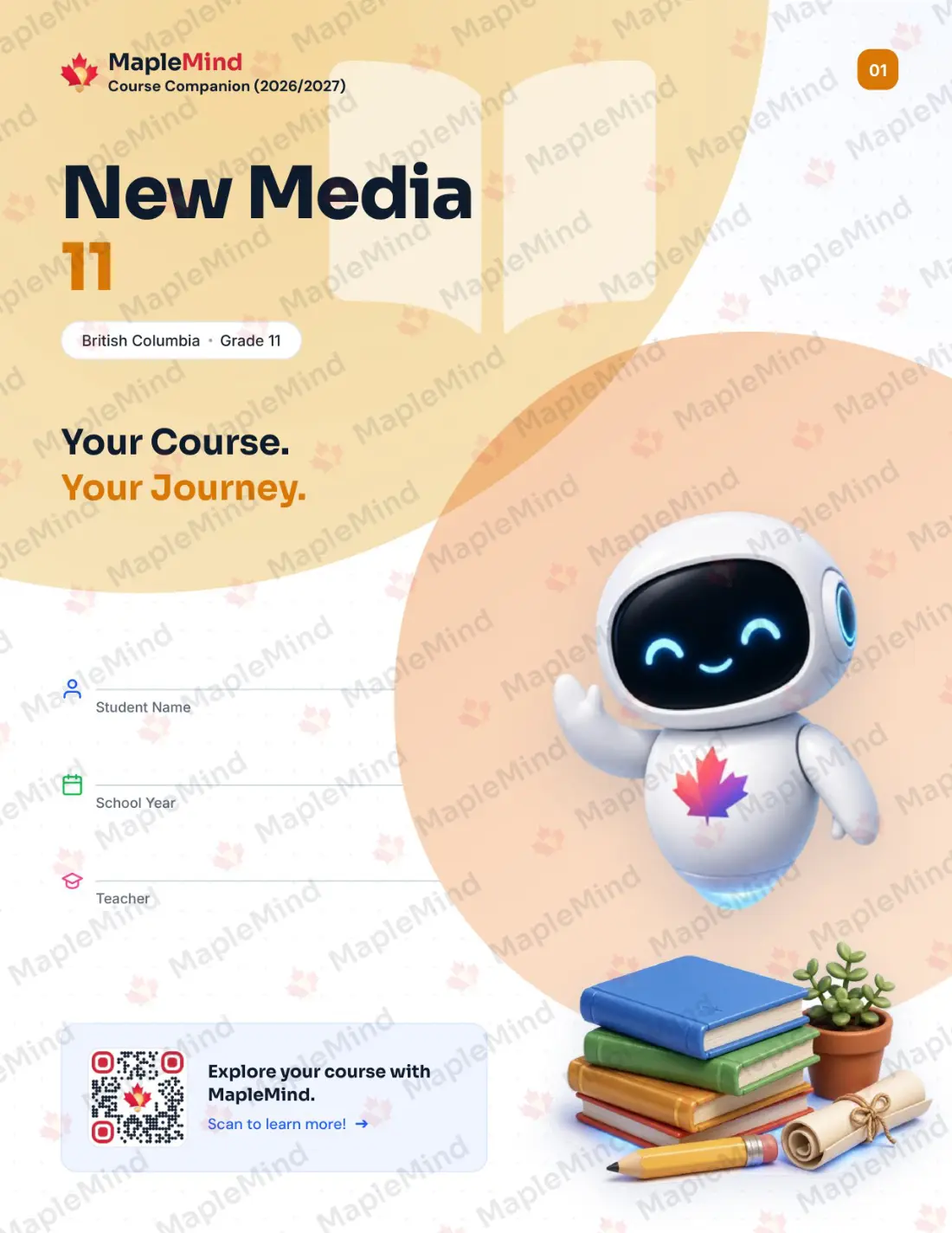 Page 1 of 41 from the New Media 11 British Columbia Course Companion — workbook cover