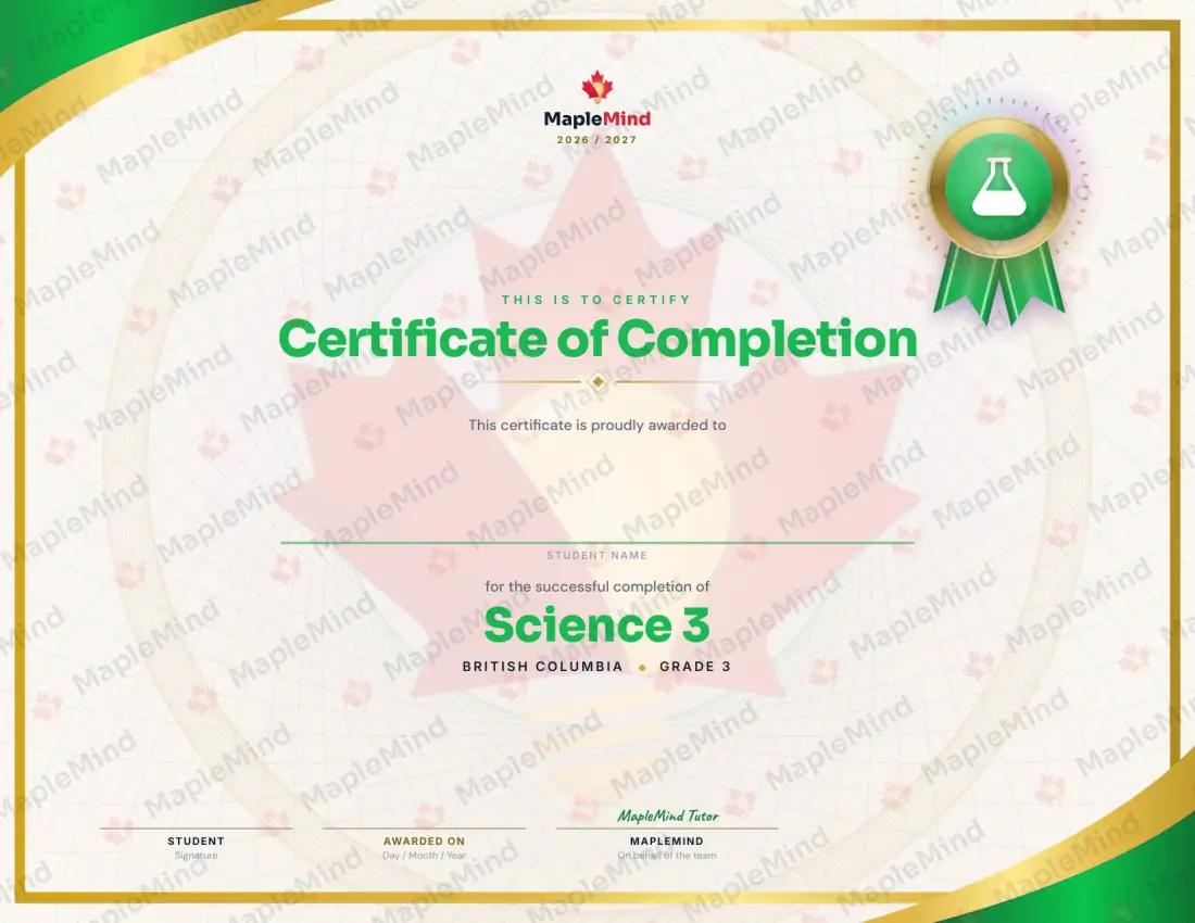 Page 27 of 27 from the Science 3 British Columbia Course Companion — year in review and certificate of completion