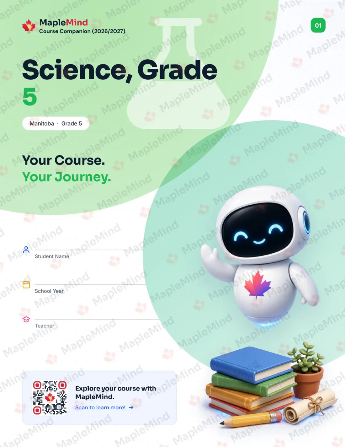 Page 1 of 35 from the Science, Grade 5 Manitoba Course Companion — workbook cover