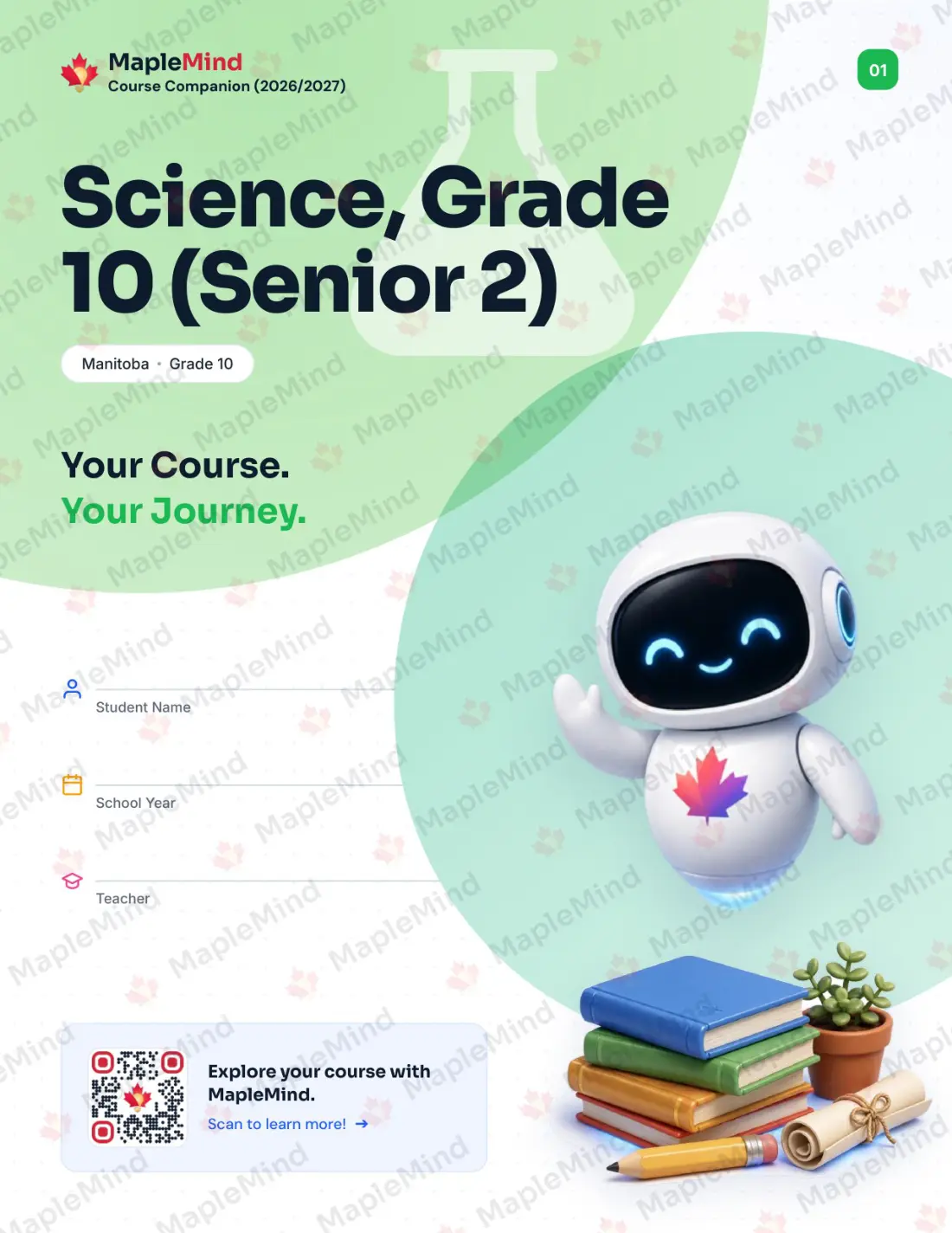 Page 1 of 34 from the Science, Grade 10 (Senior 2) Manitoba Course Companion — workbook cover