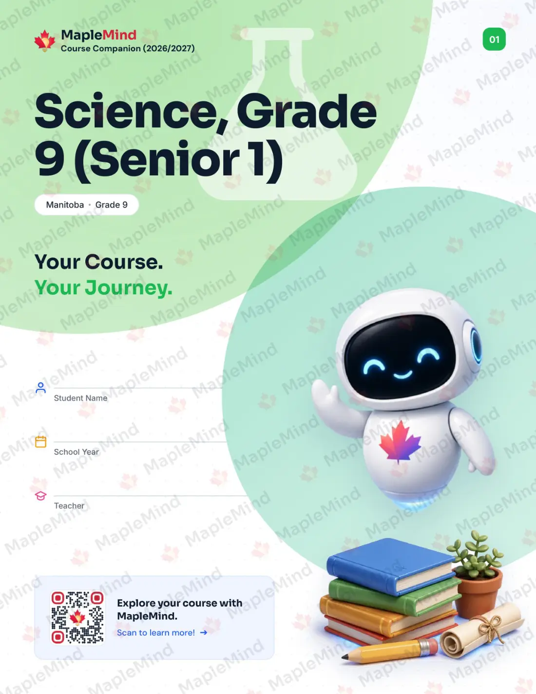 Page 1 of 37 from the Science, Grade 9 (Senior 1) Manitoba Course Companion — workbook cover