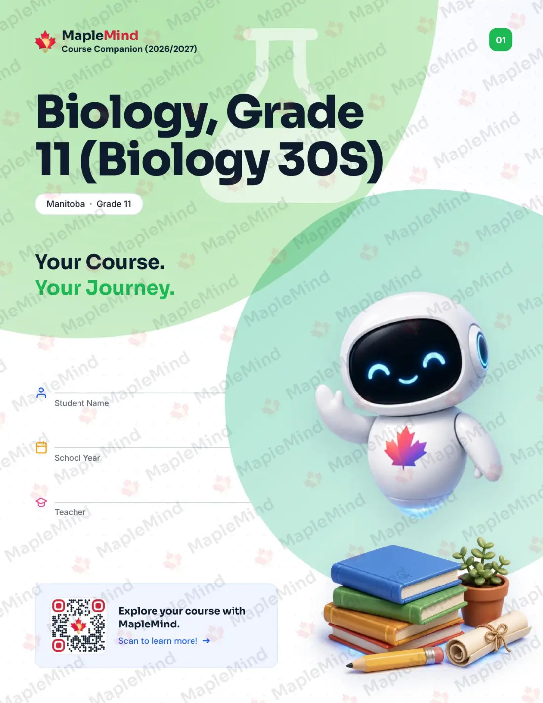 Page 1 of 41 from the Biology, Grade 11 (Biology 30S) Manitoba Course Companion — workbook cover