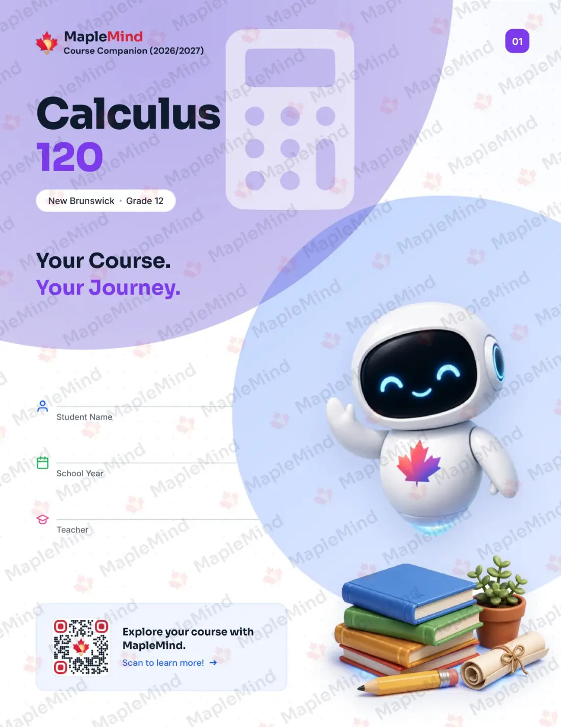 Page 1 of 18 from the Calculus 120 New Brunswick Course Companion — workbook cover