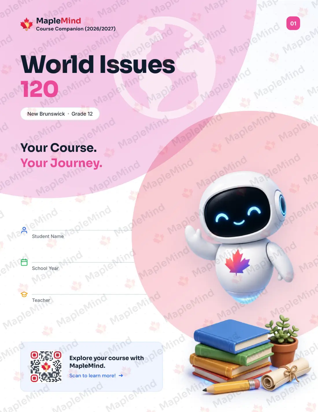 Page 1 of 25 from the World Issues 120 New Brunswick Course Companion — workbook cover