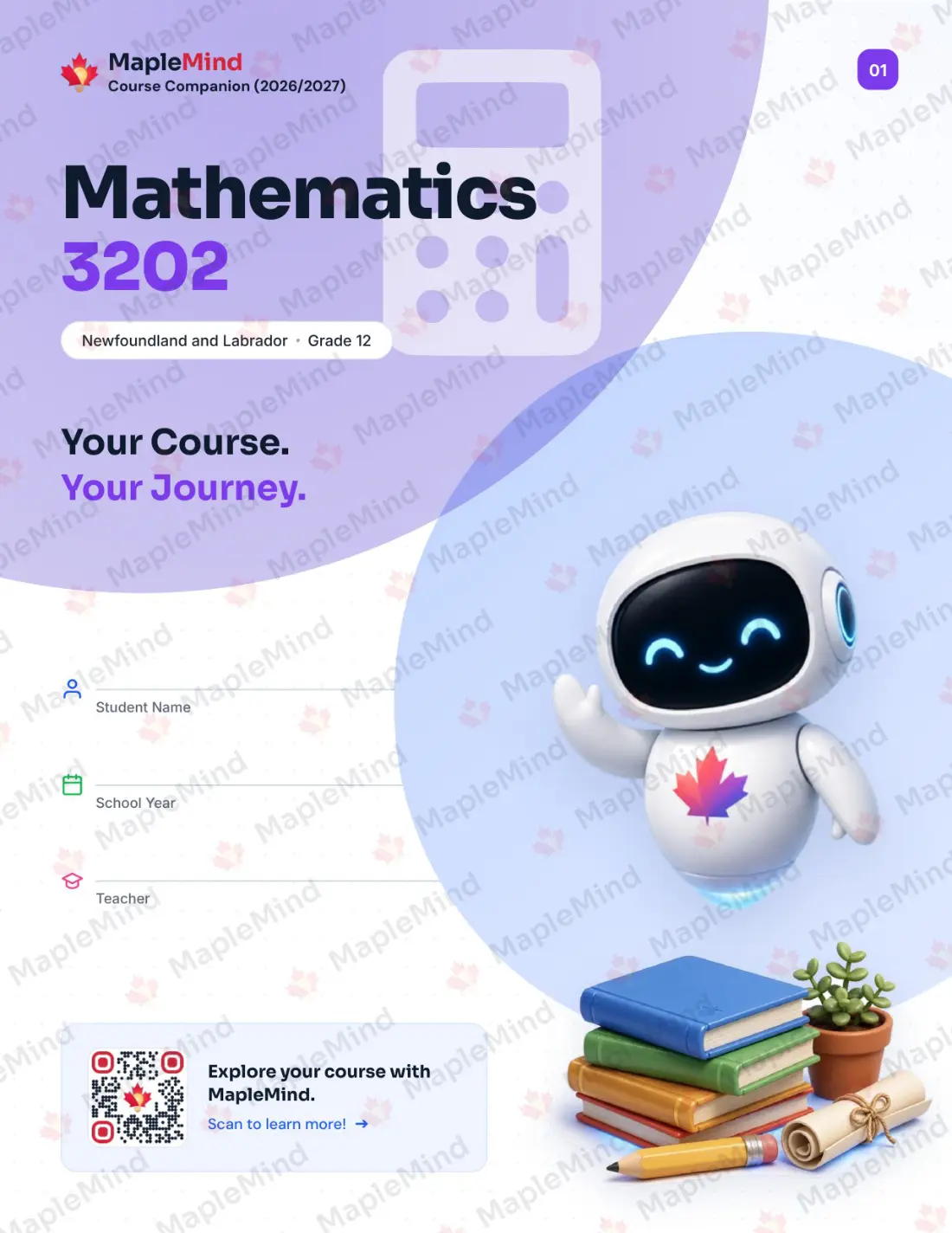 Page 1 of 35 from the Mathematics 3202 Newfoundland and Labrador Course Companion — workbook cover