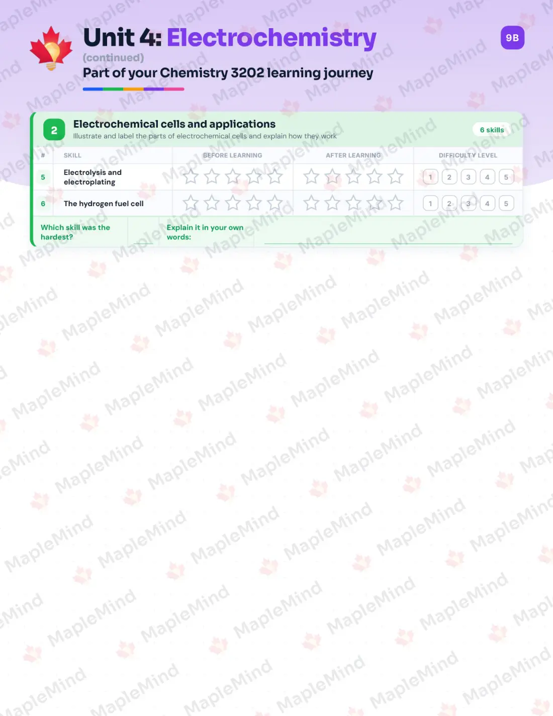 Page 19 of 31 from the Chemistry 3202 Newfoundland and Labrador Course Companion — skills tracker with before and after self-assessment