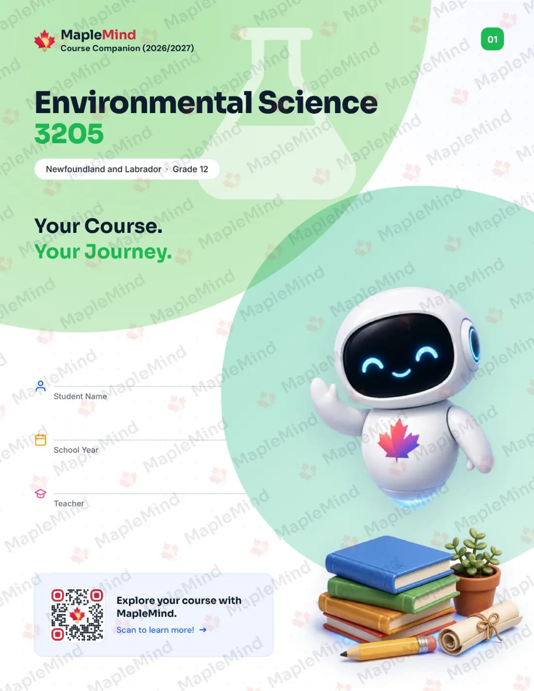 Page 1 of 35 from the Environmental Science 3205 Newfoundland and Labrador Course Companion — workbook cover