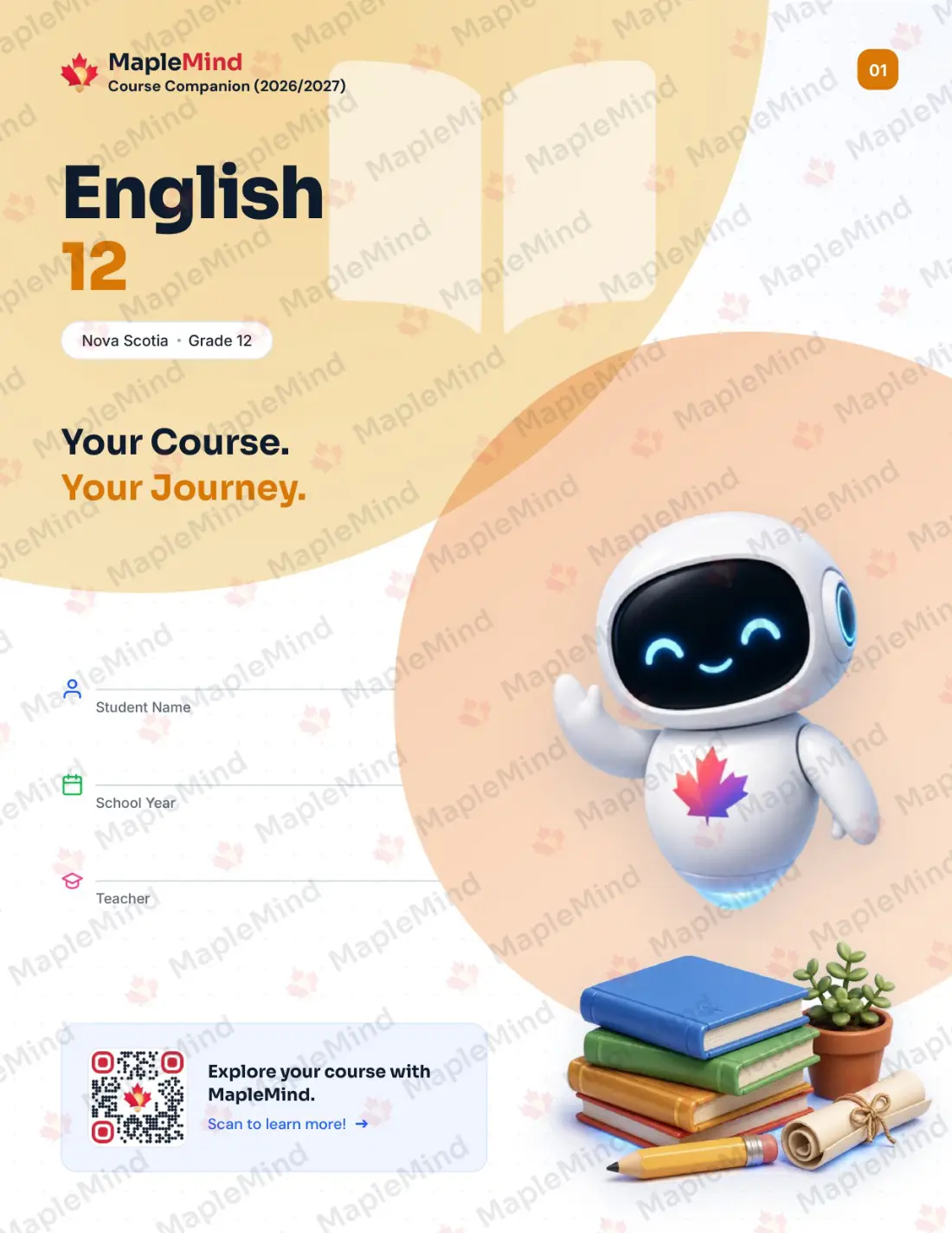 Page 1 of 27 from the English 12 Nova Scotia Course Companion — workbook cover