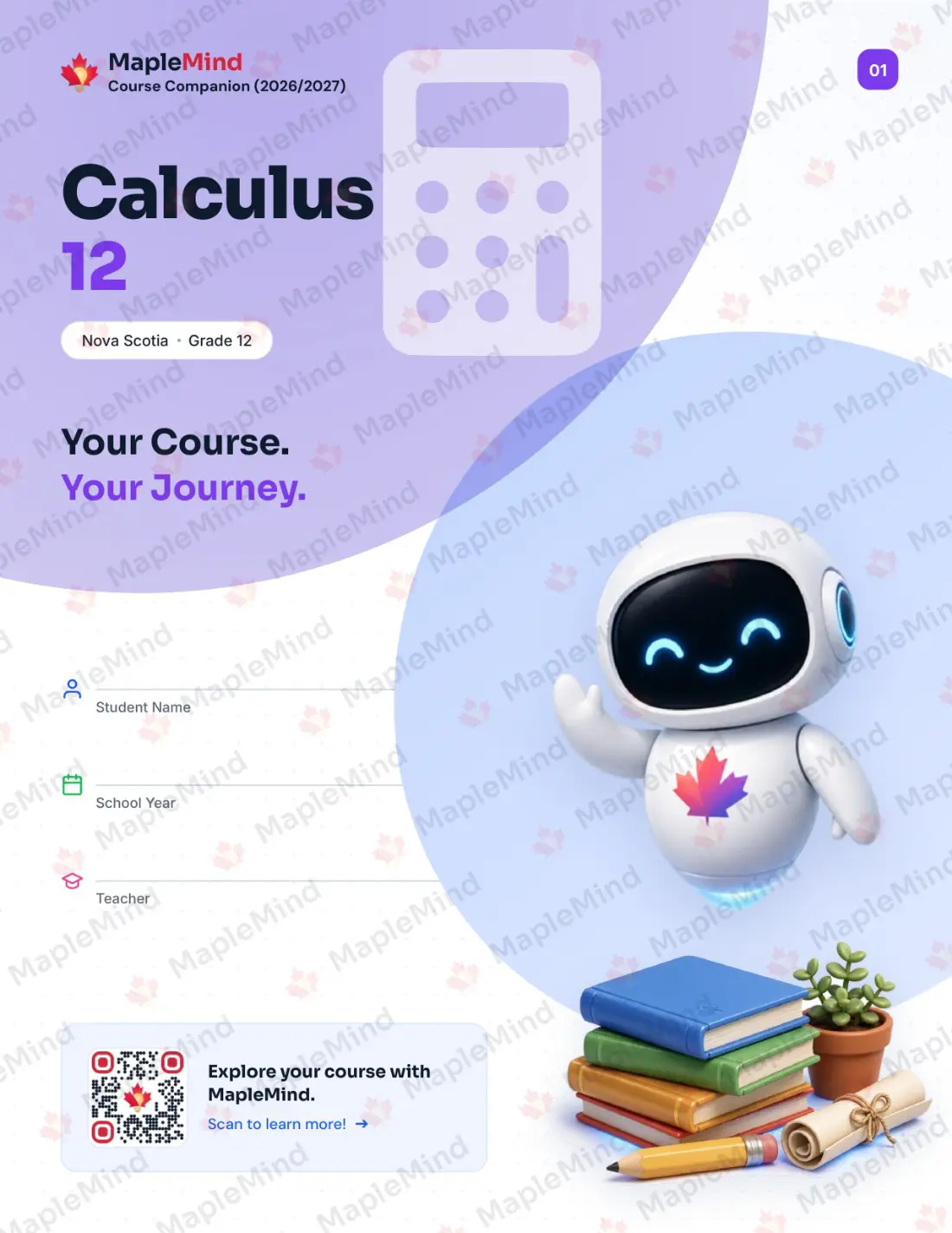 Page 1 of 32 from the Calculus 12 Nova Scotia Course Companion — workbook cover