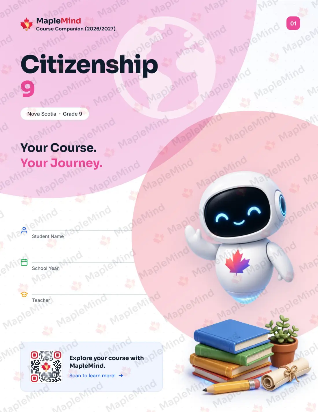 Page 1 of 35 from the Citizenship 9 Nova Scotia Course Companion — workbook cover
