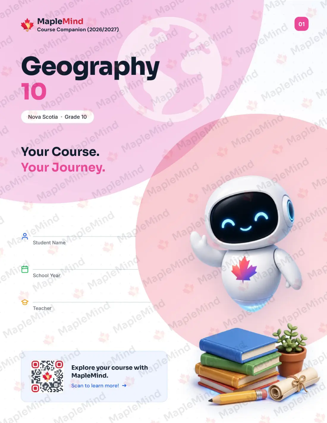 Page 1 of 37 from the Geography 10 Nova Scotia Course Companion — workbook cover