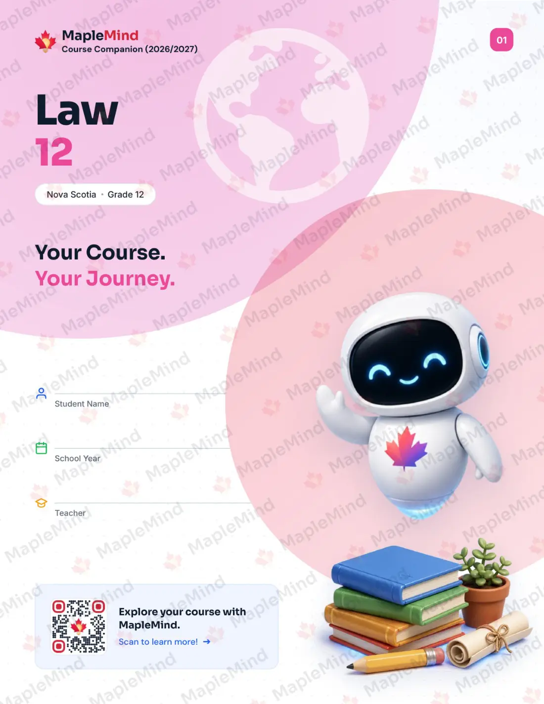 Page 1 of 28 from the Law 12 Nova Scotia Course Companion — workbook cover