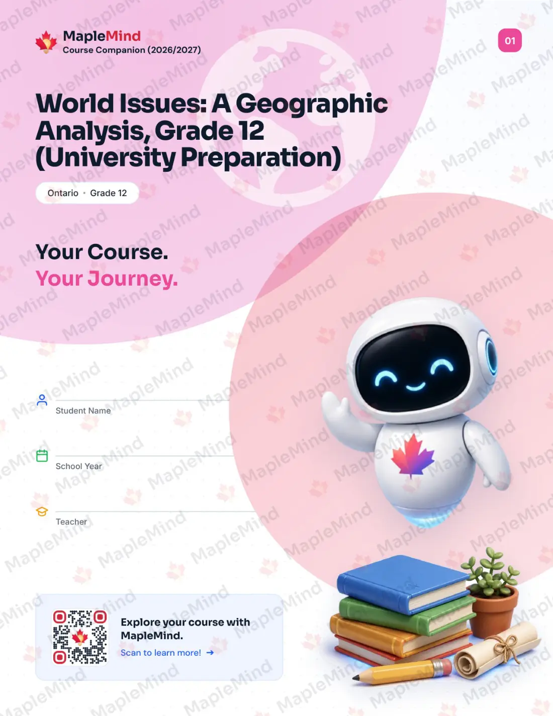Page 1 of 35 from the World Issues: A Geographic Analysis, Grade 12 (University Preparation) Ontario Course Companion — workbook cover