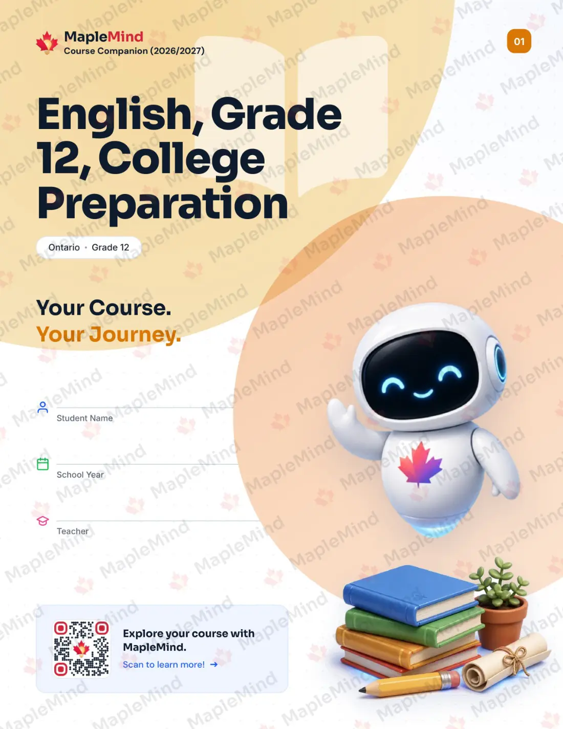 Page 1 of 31 from the English, Grade 12, College Preparation Ontario Course Companion — workbook cover