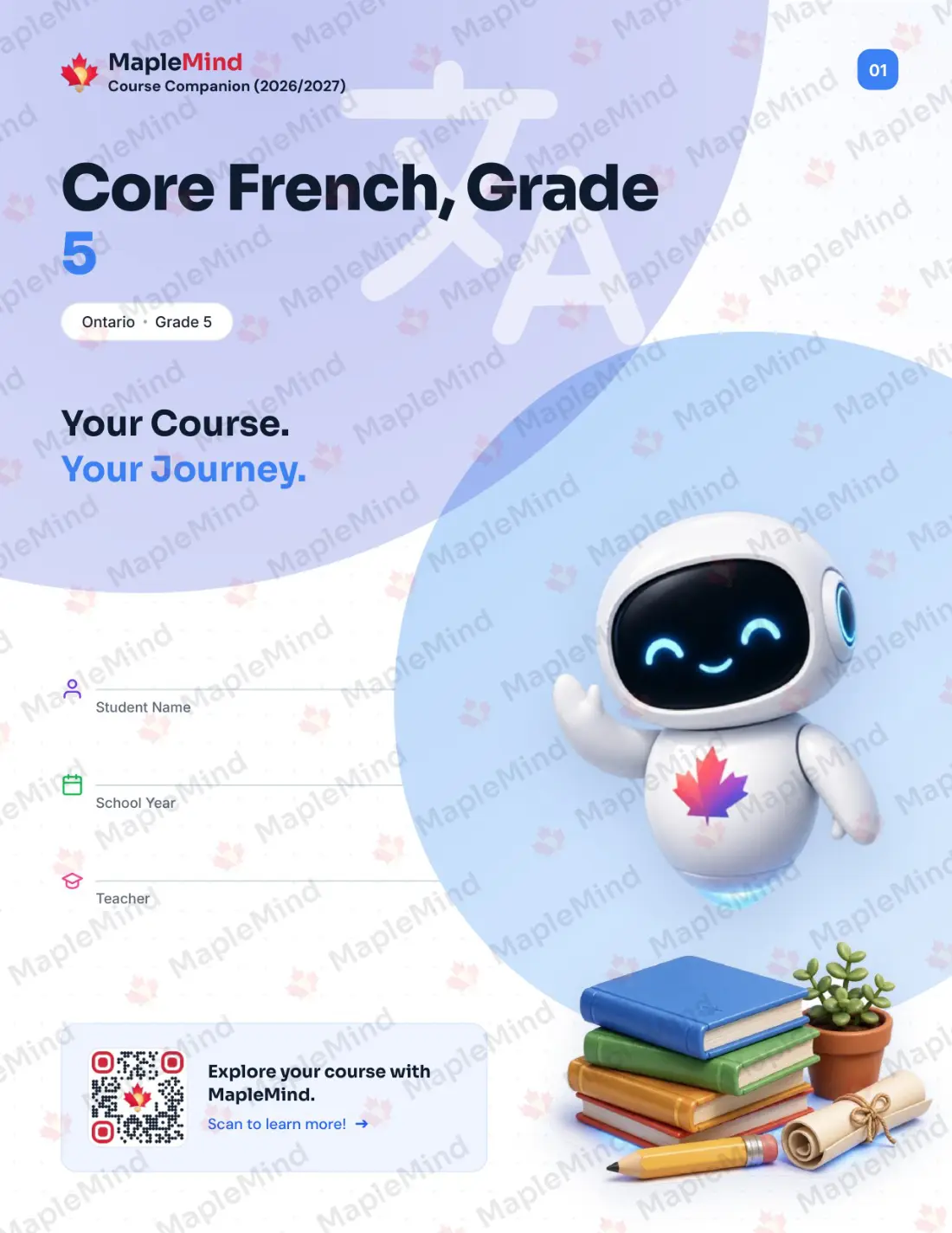 Page 1 of 31 from the Core French, Grade 5 Ontario Course Companion — workbook cover