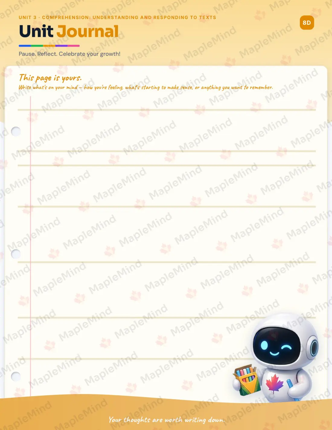 Page 18 of 33 from the English (Language), Grade 6 Ontario Course Companion — skills tracker with before and after self-assessment