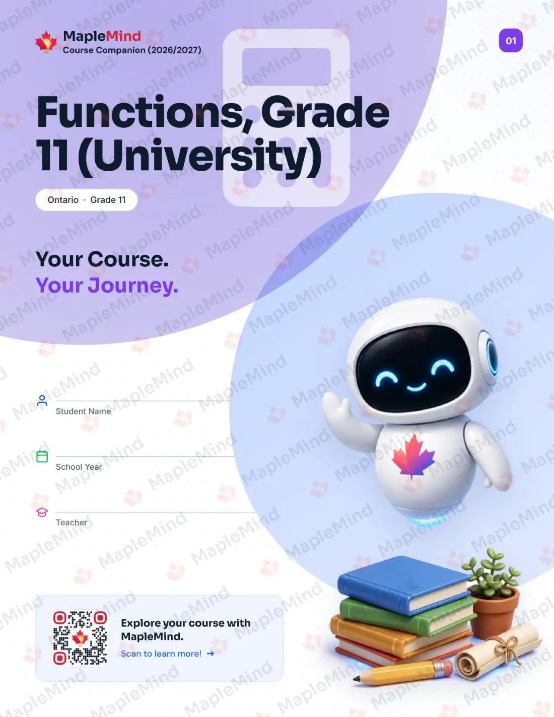 Page 1 of 35 from the Functions, Grade 11 (University) Ontario Course Companion — workbook cover