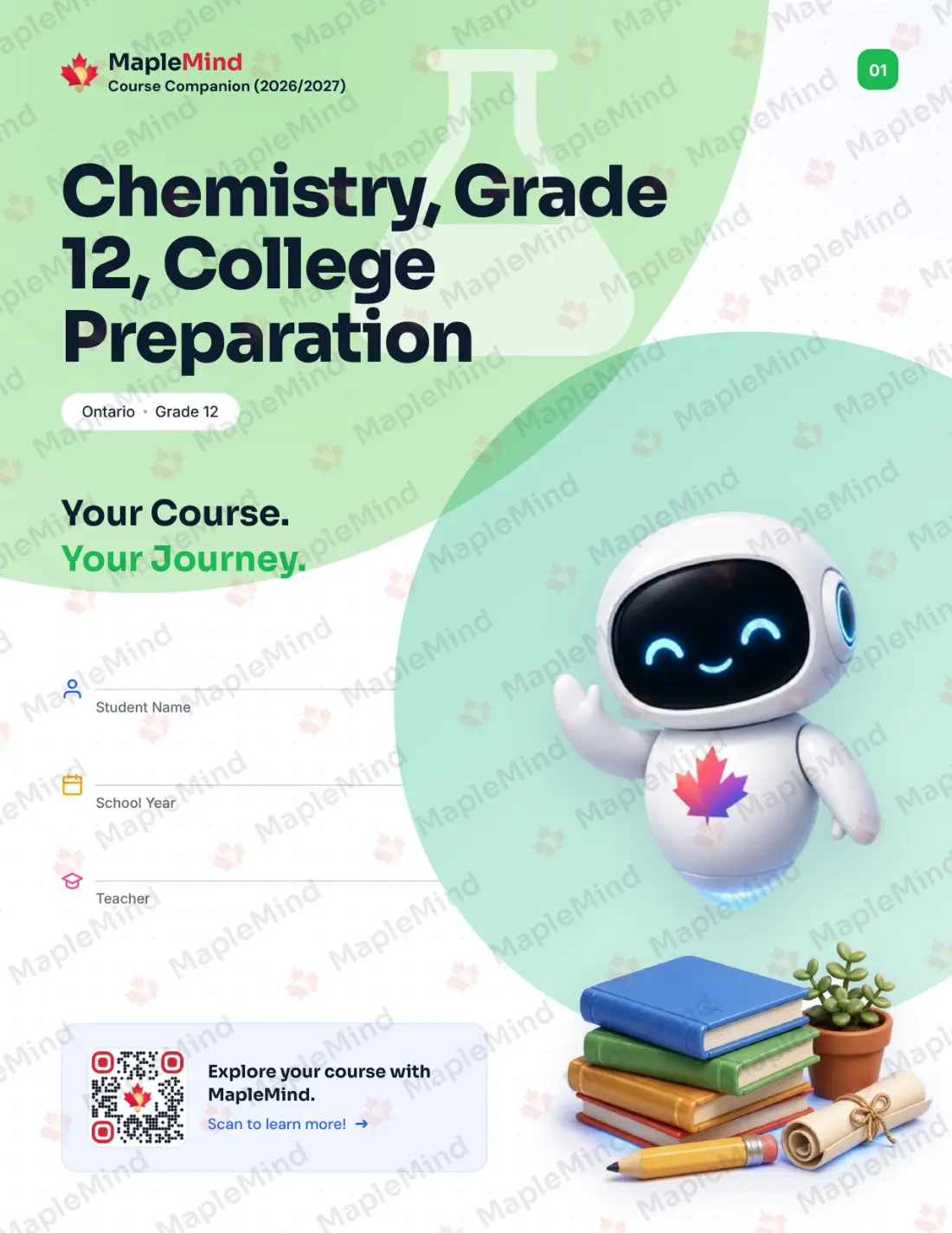 Page 1 of 39 from the Chemistry, Grade 12, College Preparation Ontario Course Companion — workbook cover
