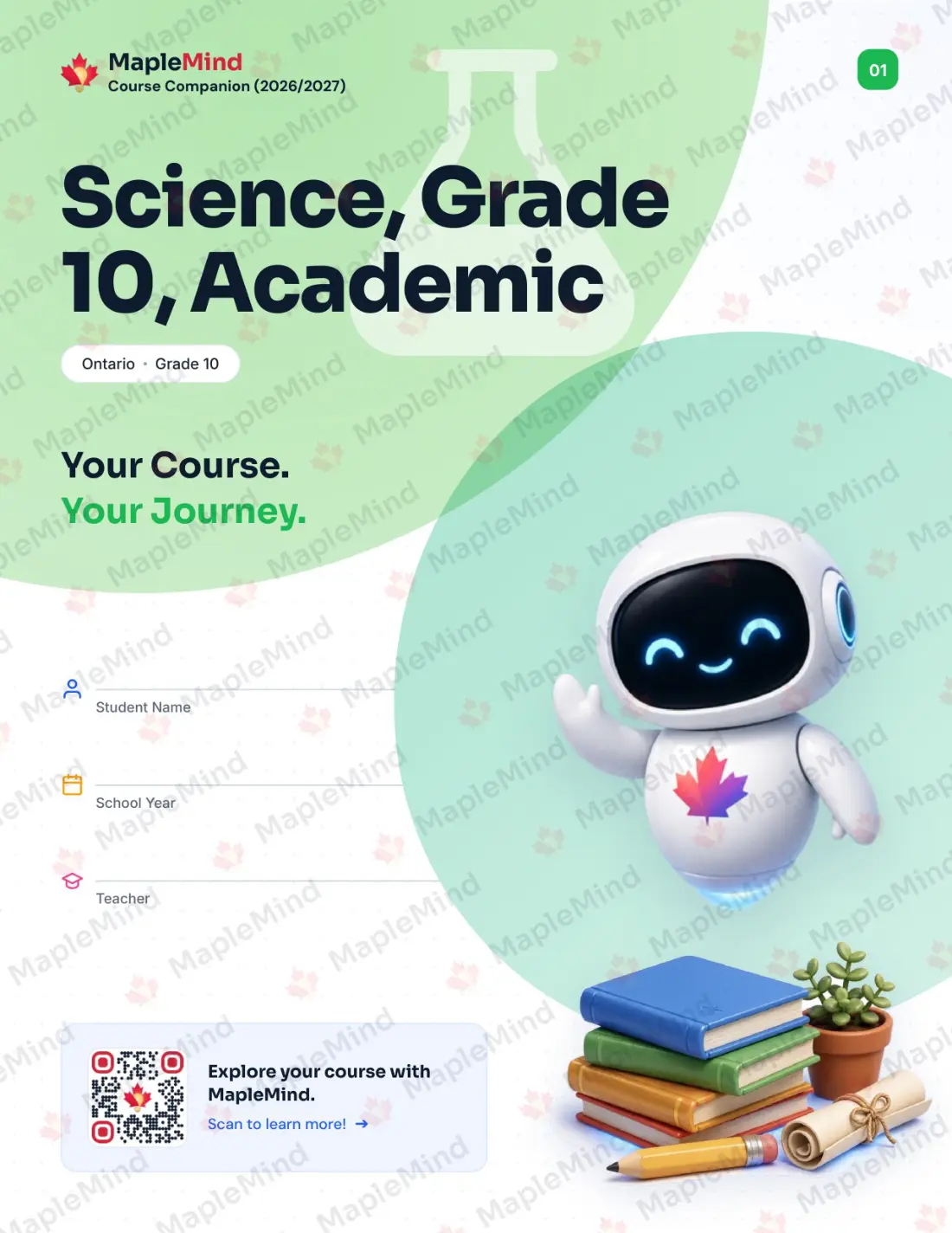Page 1 of 35 from the Science, Grade 10, Academic Ontario Course Companion — workbook cover