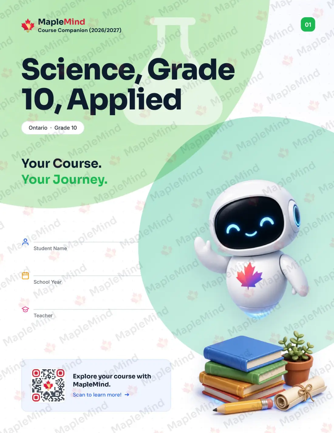 Page 1 of 35 from the Science, Grade 10, Applied Ontario Course Companion — workbook cover