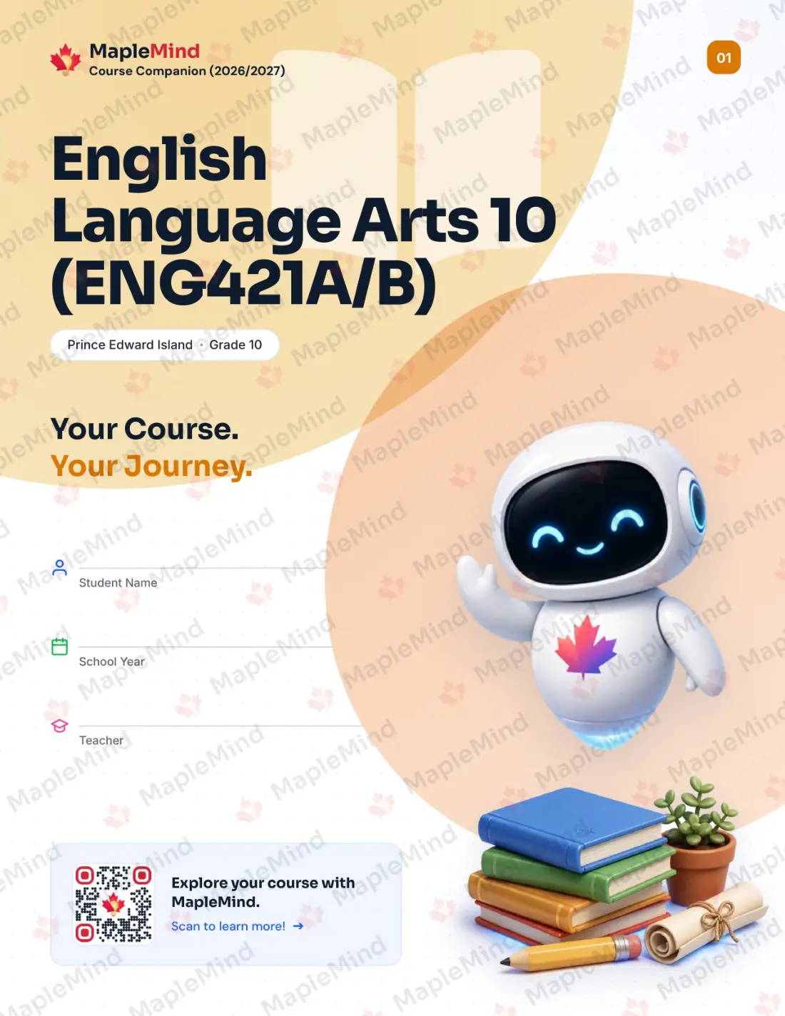 Page 1 of 26 from the English Language Arts 10 (ENG421A/B) Prince Edward Island Course Companion — workbook cover