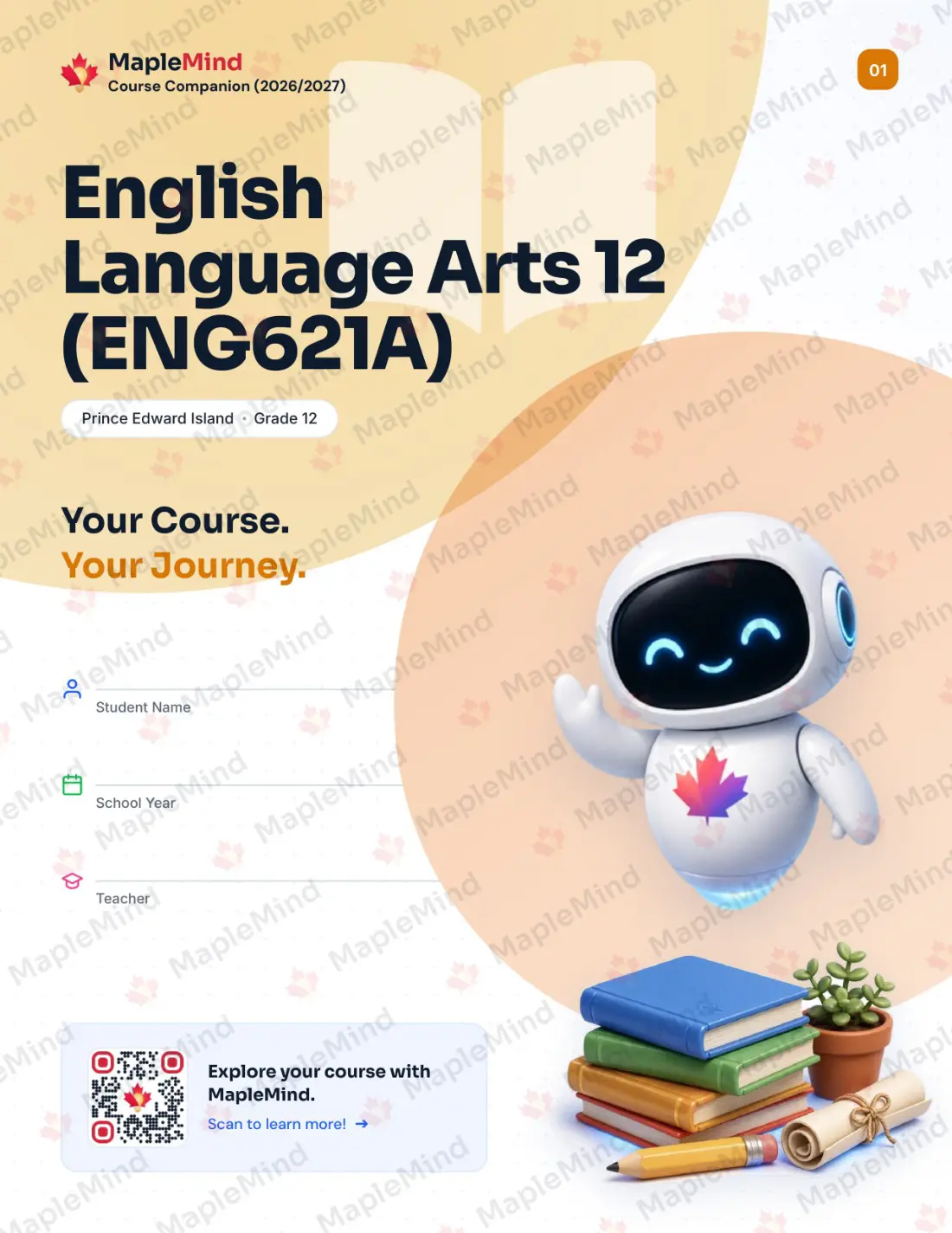 Page 1 of 26 from the English Language Arts 12 (ENG621A) Prince Edward Island Course Companion — workbook cover