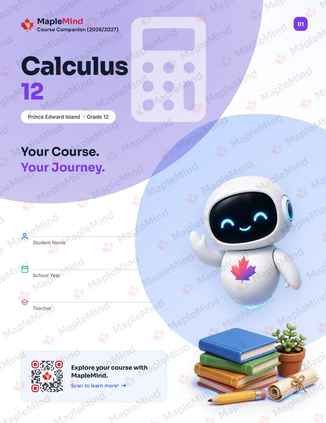 Page 1 of 19 from the Calculus 12 Prince Edward Island Course Companion — workbook cover