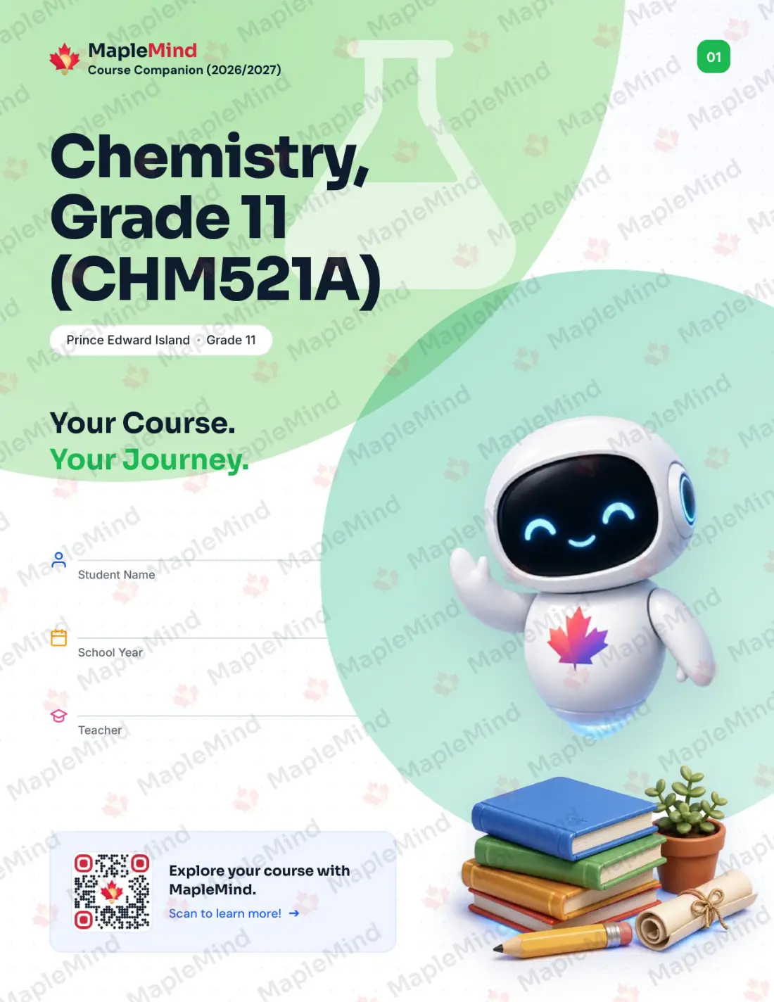 Page 1 of 30 from the Chemistry, Grade 11 (CHM521A) Prince Edward Island Course Companion — workbook cover