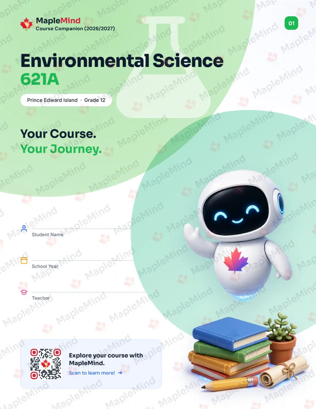 Page 1 of 35 from the Environmental Science 621A Prince Edward Island Course Companion — workbook cover