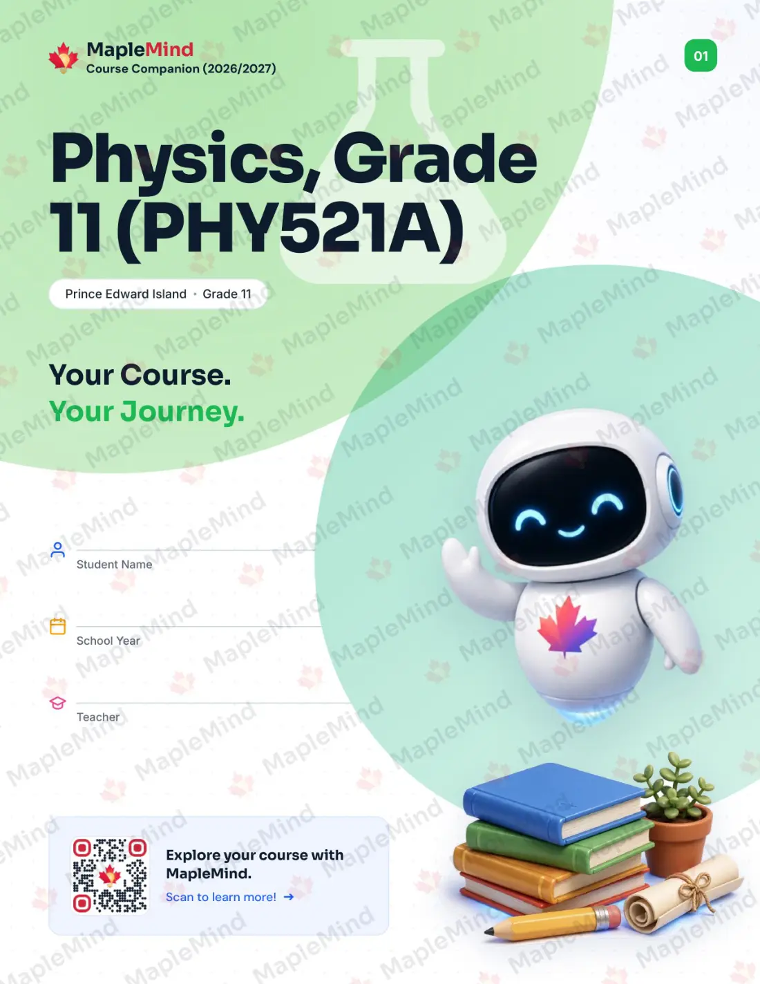 Page 1 of 33 from the Physics, Grade 11 (PHY521A) Prince Edward Island Course Companion — workbook cover
