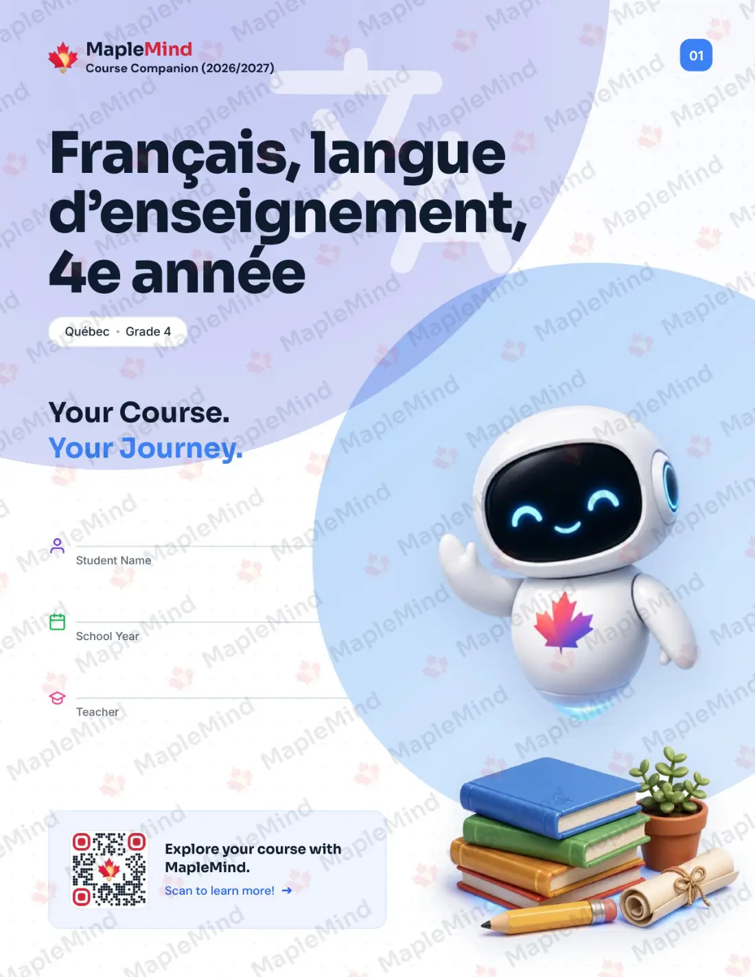 Page 1 of 79 from the Français, langue d’enseignement, 4e année Quebec Course Companion — workbook cover