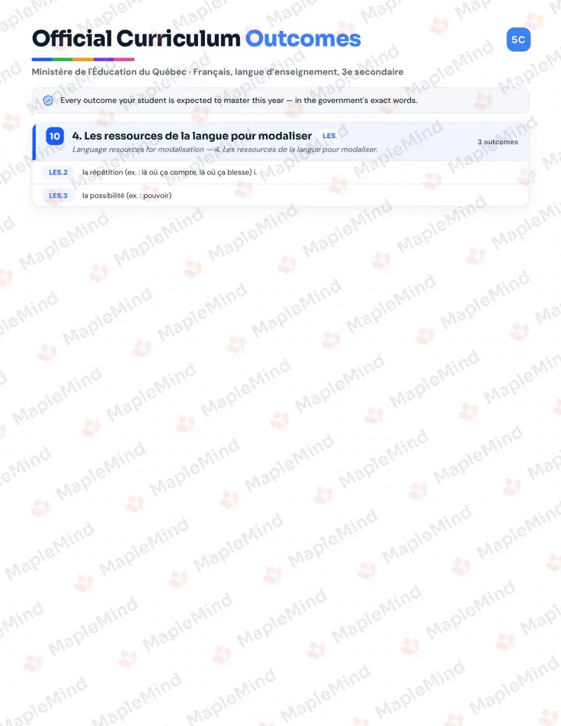 Page 7 of 62 from the Français, langue d’enseignement, 3e secondaire Quebec Course Companion — skills tracker with before and after self-assessment