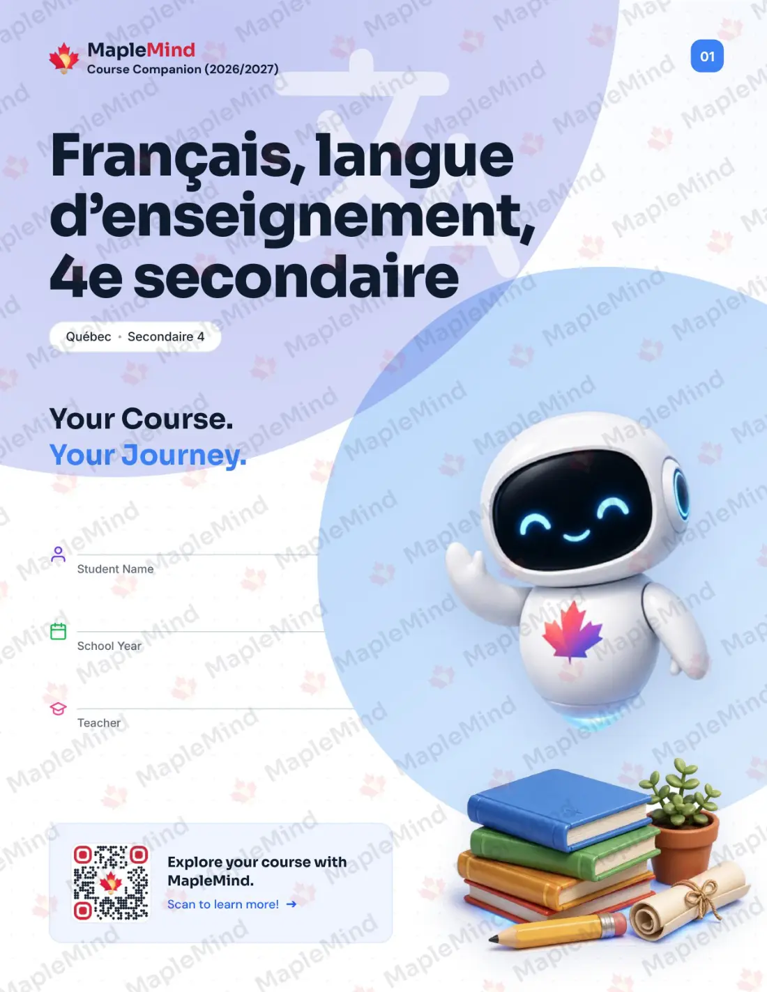 Page 1 of 64 from the Français, langue d’enseignement, 4e secondaire Quebec Course Companion — workbook cover