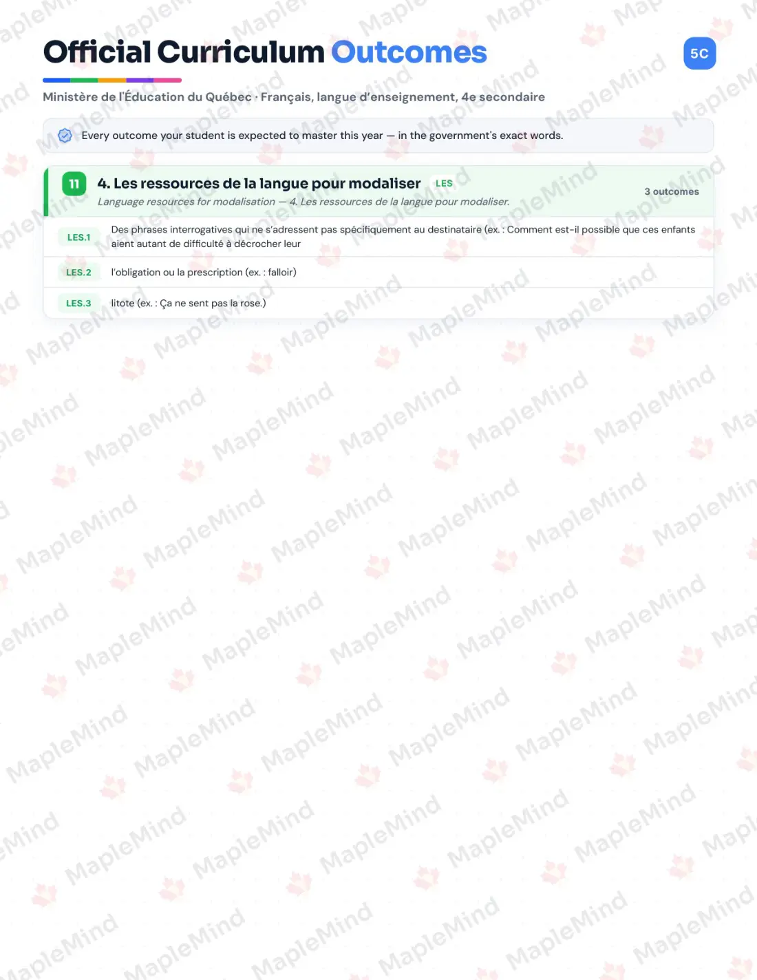 Page 7 of 64 from the Français, langue d’enseignement, 4e secondaire Quebec Course Companion — skills tracker with before and after self-assessment