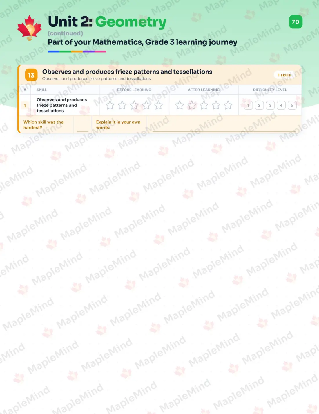Page 30 of 57 from the Mathematics, Grade 3 Quebec Course Companion — skills tracker with before and after self-assessment