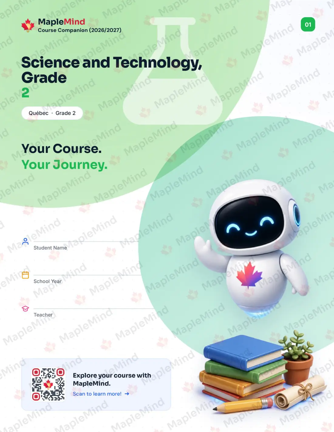 Page 1 of 25 from the Science and Technology, Grade 2 Quebec Course Companion — workbook cover