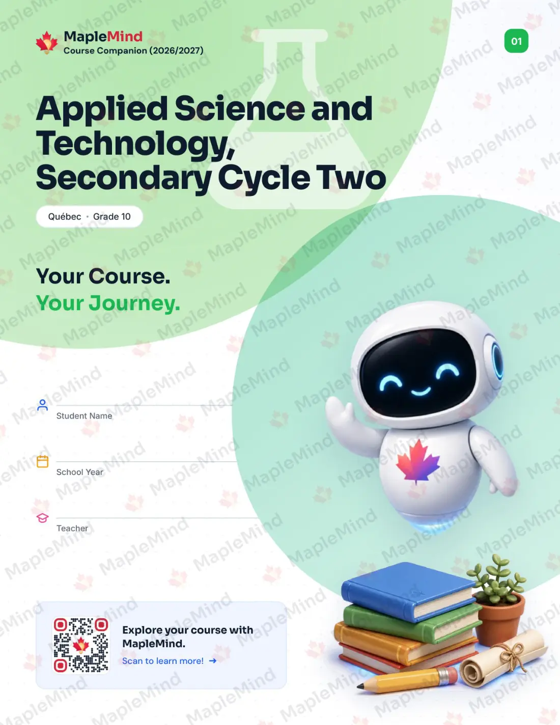 Page 1 of 33 from the Applied Science and Technology, Secondary Cycle Two Quebec Course Companion — workbook cover