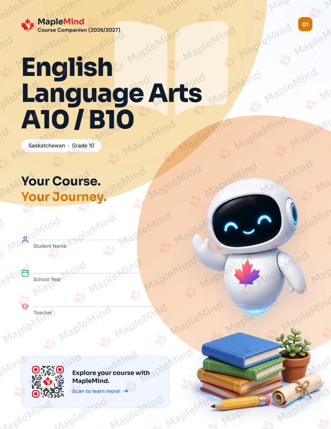 Page 1 of 33 from the English Language Arts A10 / B10 Saskatchewan Course Companion — workbook cover