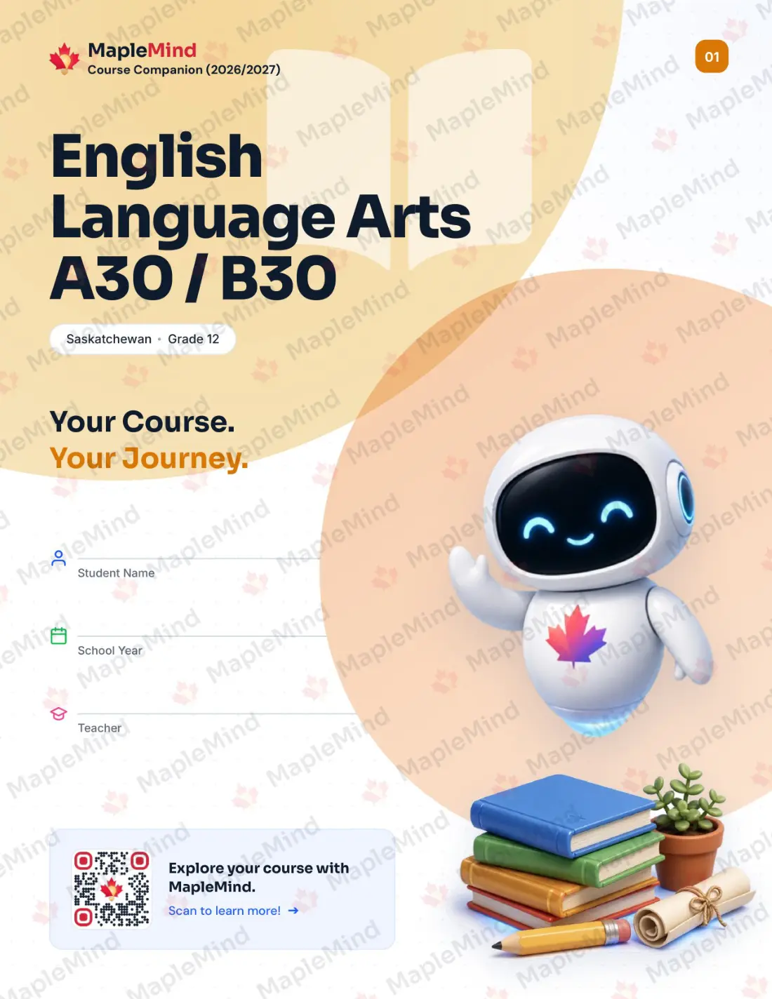 Page 1 of 33 from the English Language Arts A30 / B30 Saskatchewan Course Companion — workbook cover