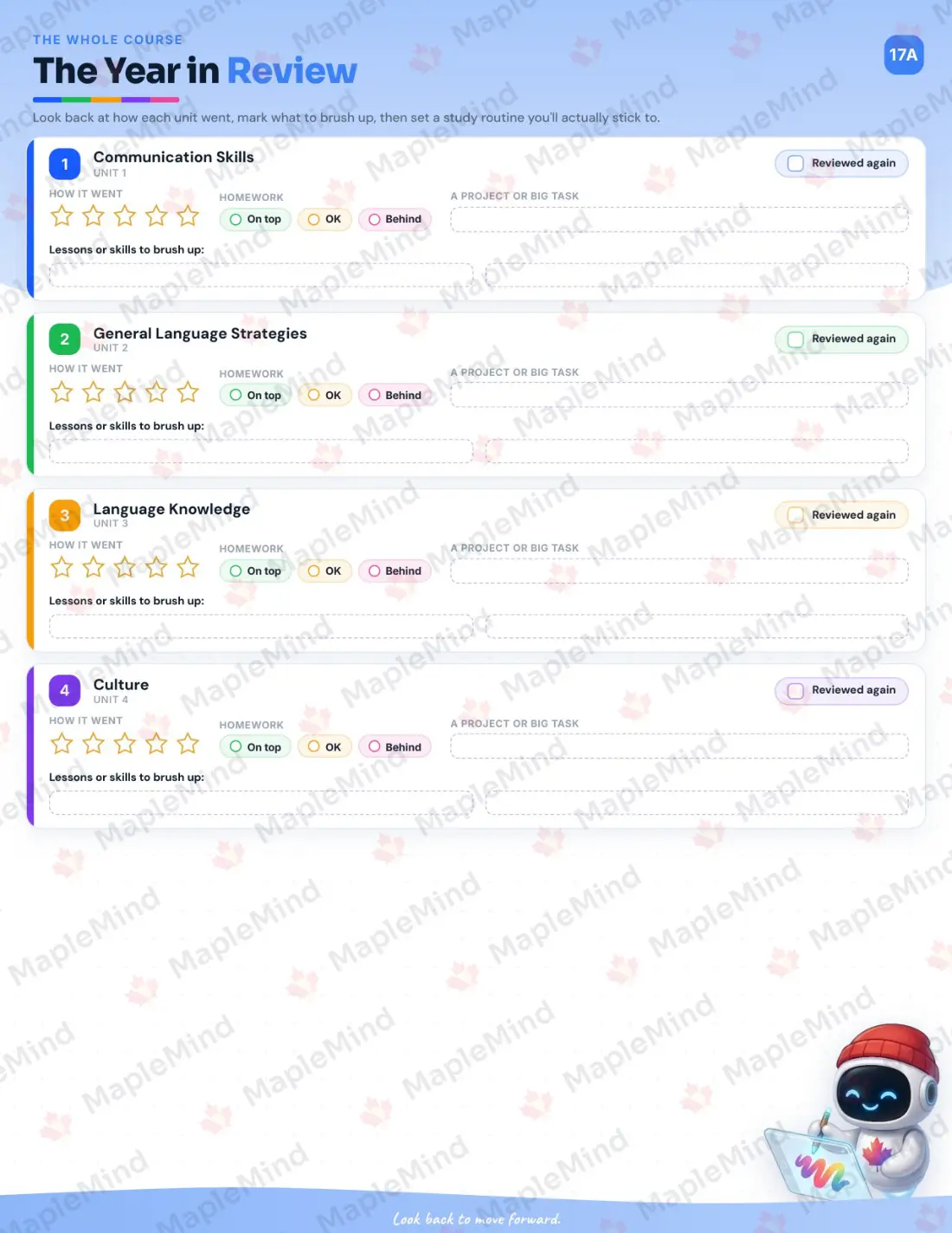 Page 27 of 29 from the Core French 4 Saskatchewan Course Companion — year in review and certificate of completion